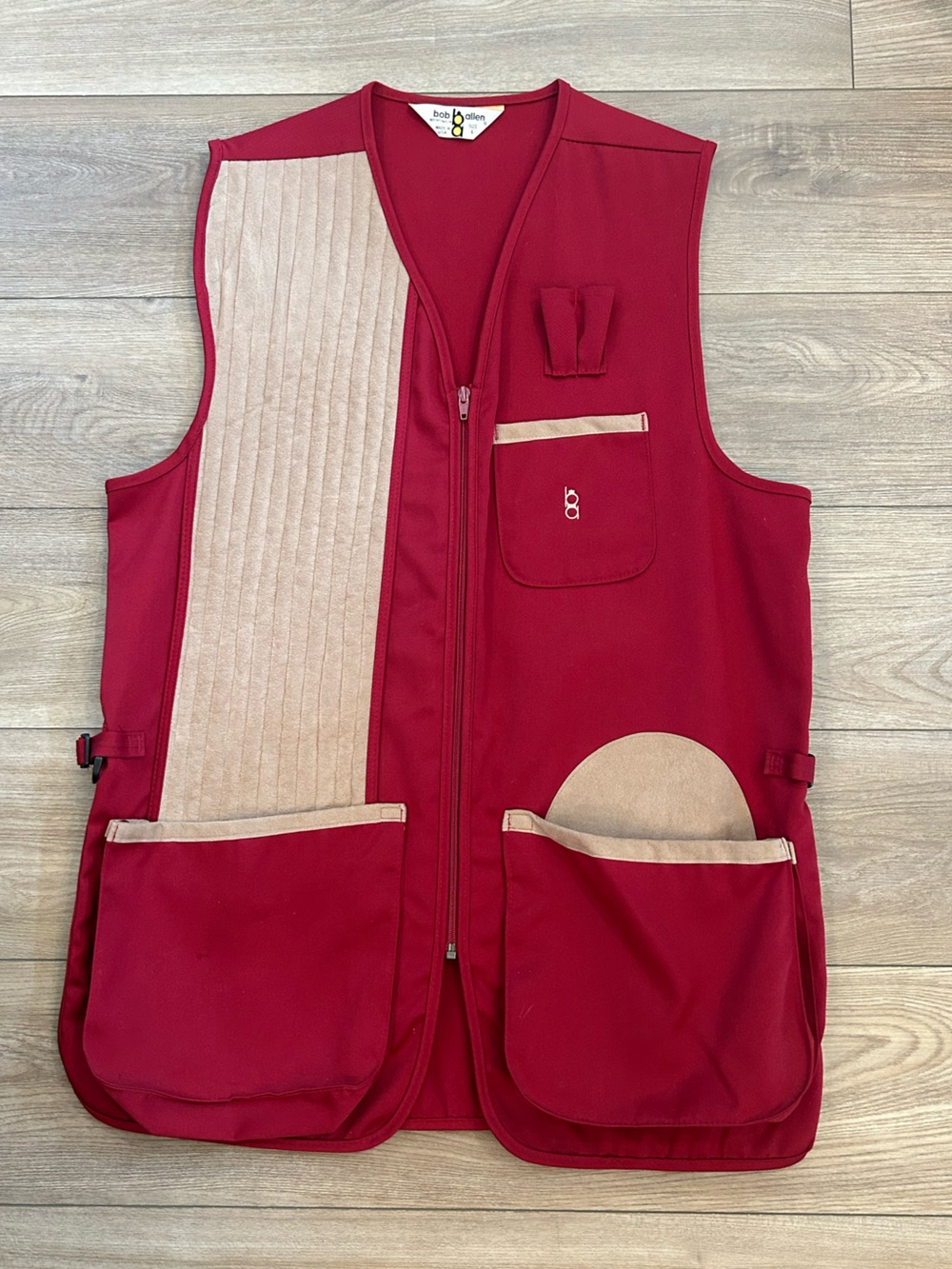 Vintage Bob Allen USA Shooting Vest Red Trap Skeet Shell Pocket Size L